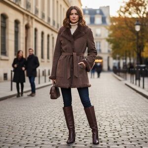 Chocolate Brown Suede + Fur Jacket